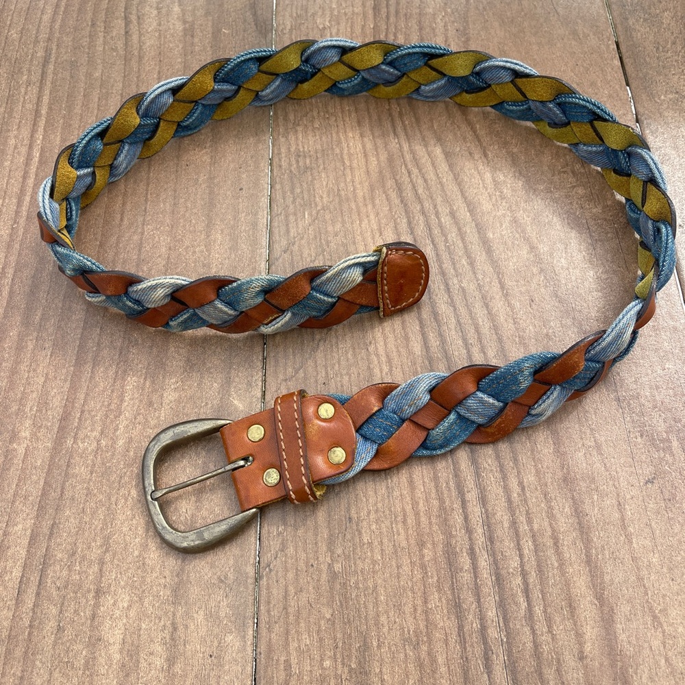 Vintage LEEGIN Stylish Braided Leather and Fabric Belt - 28